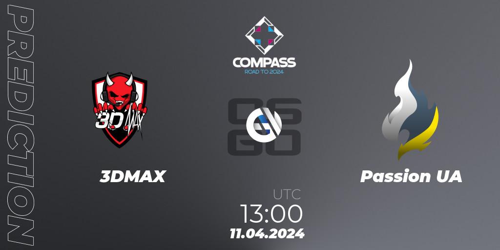 Pronóstico 3DMAX - Passion UA. 11.04.2024 at 13:00, Counter-Strike (CS2), YaLLa Compass Spring 2024