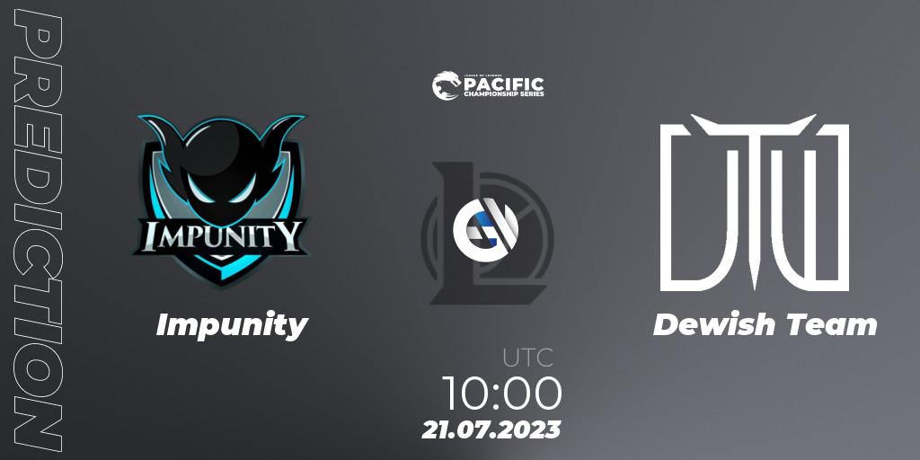 Pronóstico Impunity - Dewish Team. 21.07.2023 at 10:00, LoL, PACIFIC Championship series Group Stage