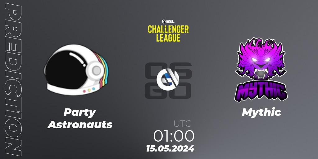 Pronóstico Party Astronauts - Mythic. 15.05.2024 at 01:00, Counter-Strike (CS2), ESL Challenger League Season 47: North America
