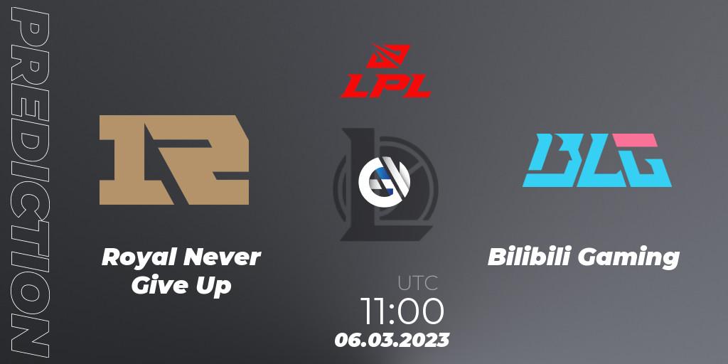 Pronóstico Royal Never Give Up - Bilibili Gaming. 06.03.2023 at 11:20, LoL, LPL Spring 2023 - Group Stage