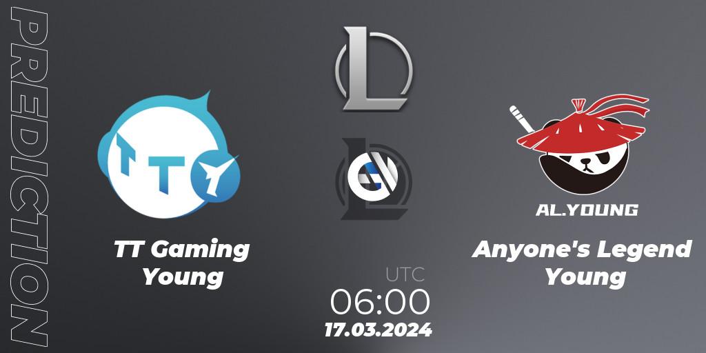 Pronóstico TT Gaming Young - Anyone's Legend Young. 17.03.2024 at 06:00, LoL, LDL 2024 - Stage 1