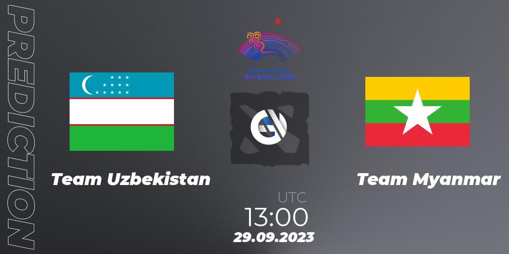 Pronóstico Team Uzbekistan - Team Myanmar. 29.09.2023 at 13:00, Dota 2, 2022 Asian Games