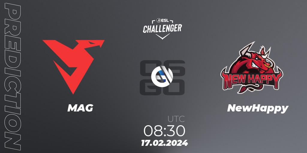 Pronóstico MAG - NewHappy. 17.02.2024 at 08:30, Counter-Strike (CS2), ESL Challenger #56: Asian Qualifier