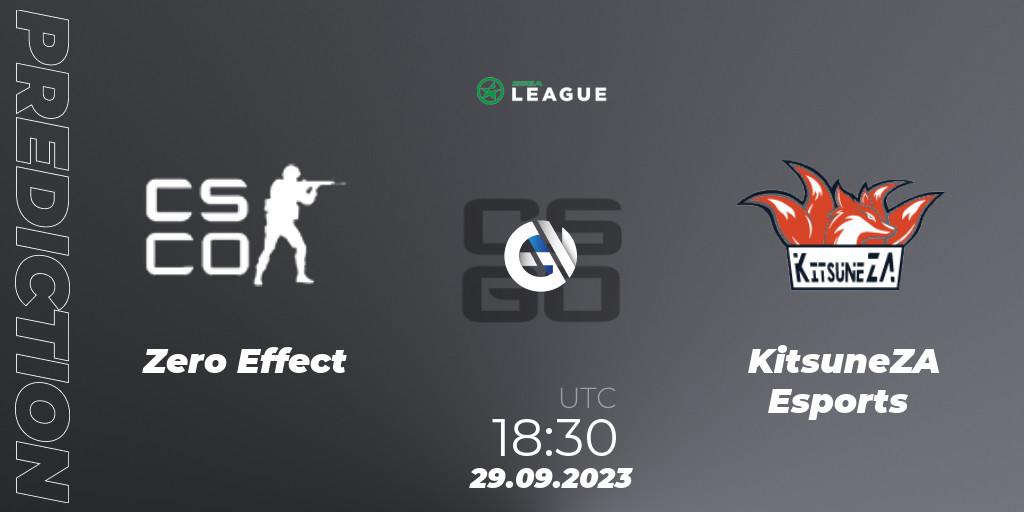 Pronóstico Zero Effect - KitsuneZA Esports. 29.09.2023 at 18:30, Counter-Strike (CS2), ESEA Season 46: Open Division - South Africa