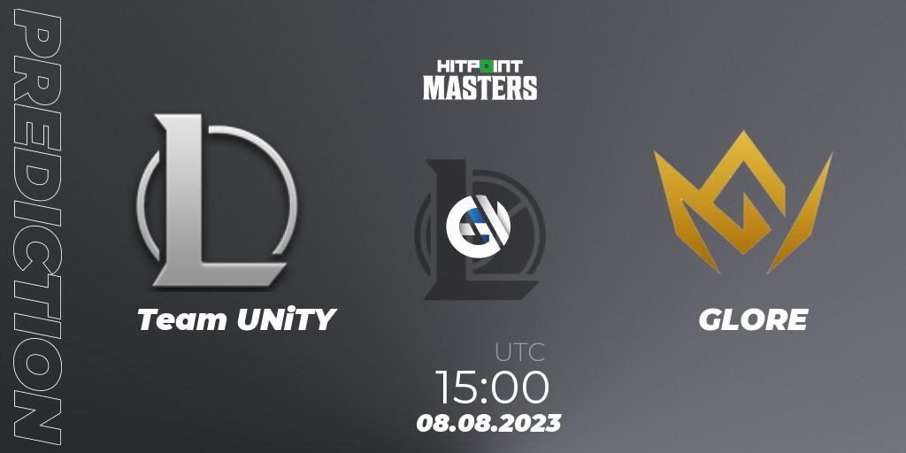 Pronóstico Team UNiTY - GLORE. 08.08.2023 at 15:00, LoL, Hitpoint Masters 2024 Promotion