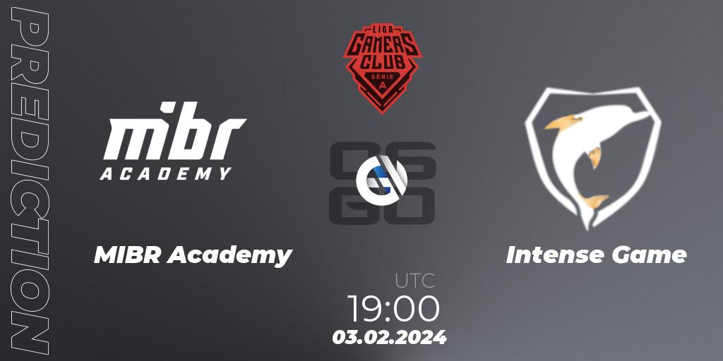 Pronóstico MIBR Academy - Intense Game. 03.02.2024 at 19:00, Counter-Strike (CS2), Gamers Club Liga Série A: January 2024