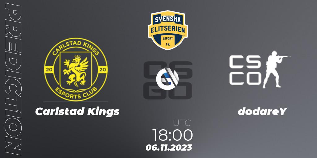 Pronóstico Carlstad Kings - dodareY. 06.11.2023 at 18:00, Counter-Strike (CS2), Svenska Elitserien Fall 2023: Online Stage