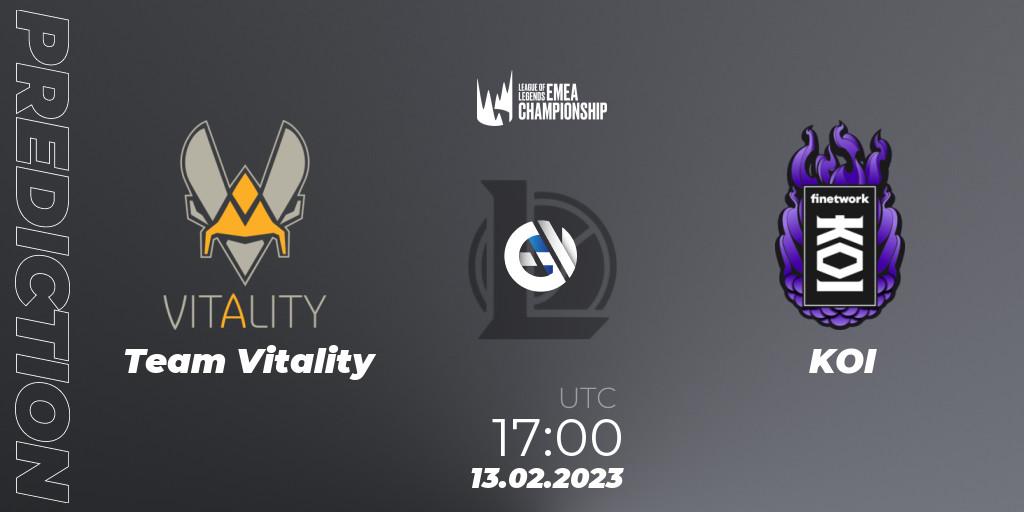 Pronóstico Team Vitality - KOI. 13.02.2023 at 17:00, LoL, LEC Winter 2023 - Stage 2