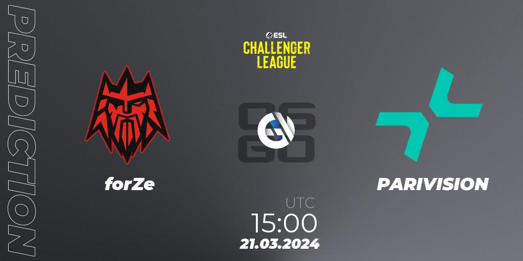 Pronóstico forZe - PARIVISION. 21.03.24, CS2 (CS:GO), ESL Challenger League Season 47: Europe
