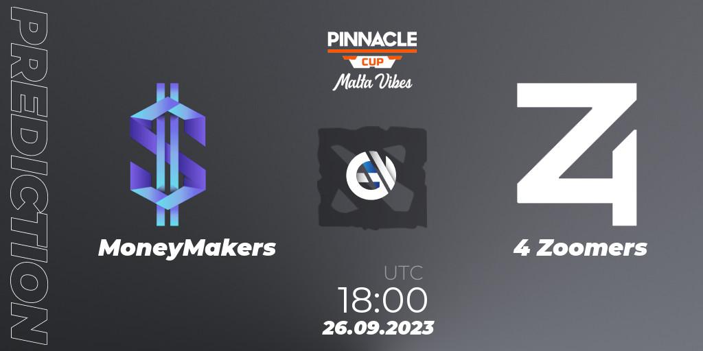 Pronóstico MoneyMakers - 4 Zoomers. 26.09.23, Dota 2, Pinnacle Cup: Malta Vibes #4