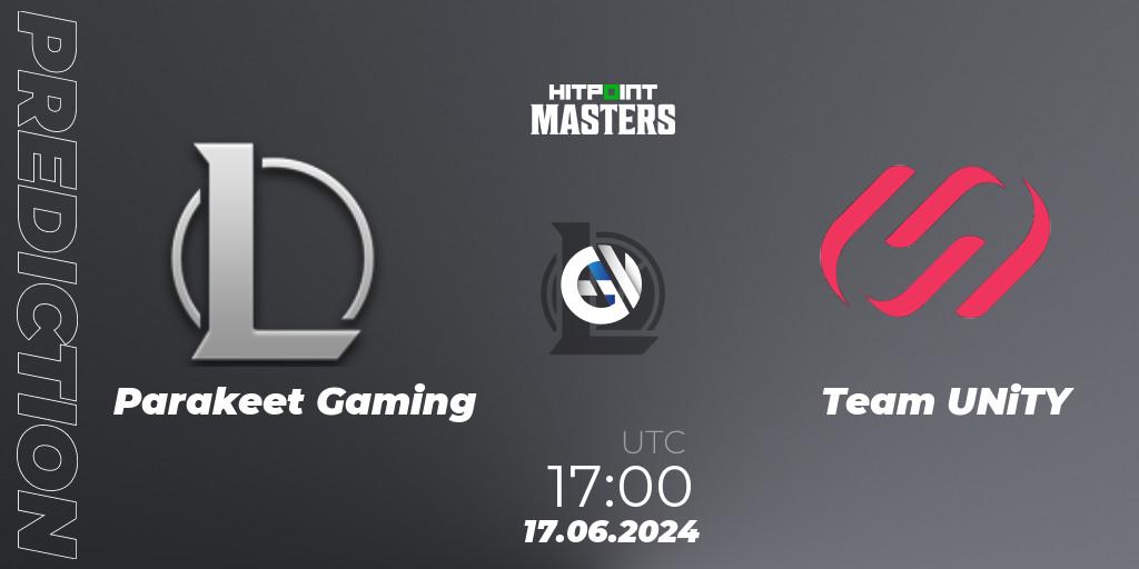 Pronóstico Parakeet Gaming - Team UNiTY. 14.06.2024 at 17:00, LoL, Hitpoint Masters Summer 2024