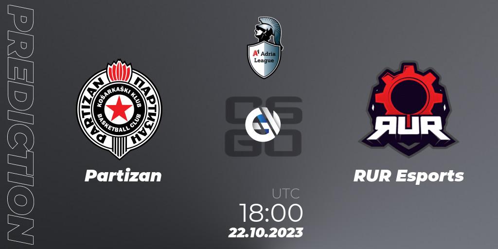Pronóstico Partizan - RUR Esports. 22.10.23, CS2 (CS:GO), A1 Adria League Season 12
