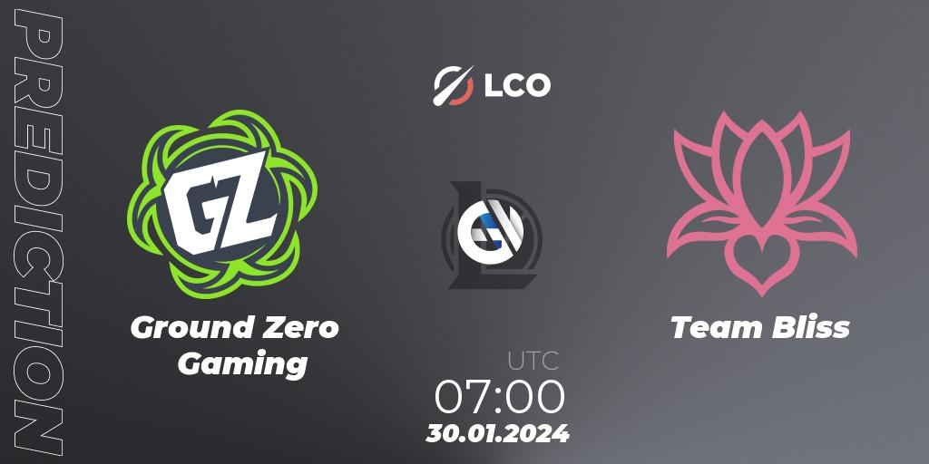 Pronóstico Ground Zero Gaming - Team Bliss. 30.01.24, LoL, LCO Split 1 2024 - Group Stage