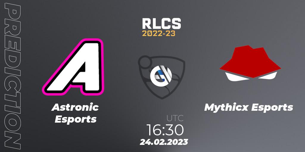 Pronóstico Astronic Esports - Mythicx Esports. 24.02.2023 at 16:30, Rocket League, RLCS 2022-23 - Winter: Sub-Saharan Africa Regional 3 - Winter Invitational