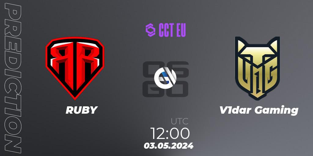 Pronóstico RUBY - V1dar Gaming. 03.05.2024 at 12:20, Counter-Strike (CS2), CCT Season 2 Europe Series 2 