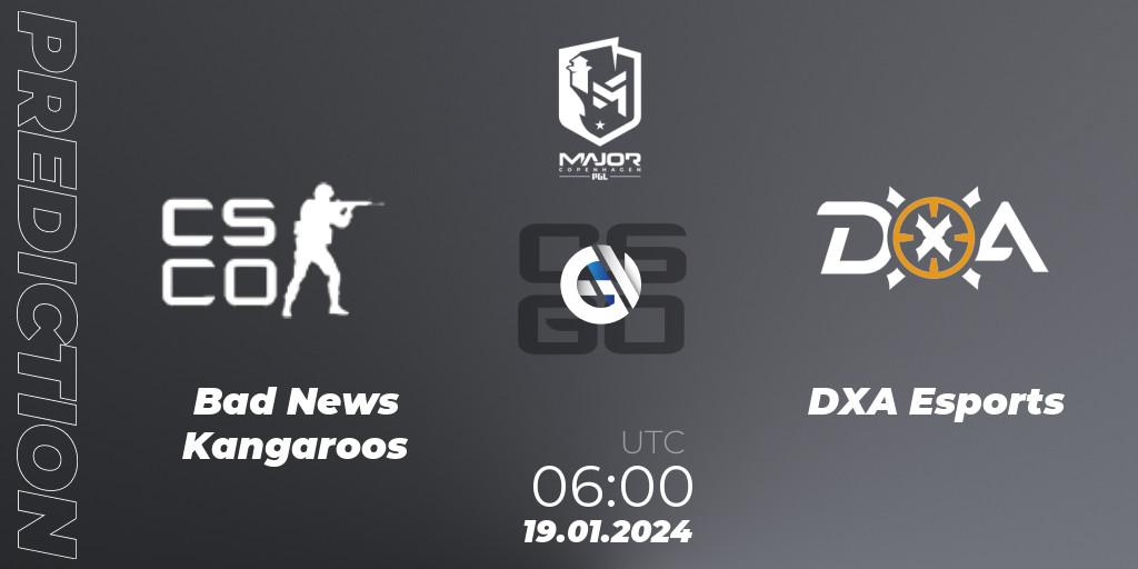 Pronóstico Bad News KangaroosN - DXA Esports. 19.01.2024 at 06:10, Counter-Strike (CS2), PGL CS2 Major Copenhagen 2024 Oceania RMR Closed Qualifier