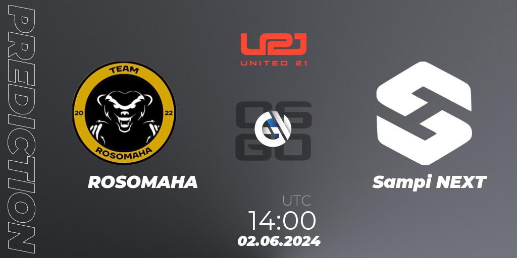 Pronóstico ROSOMAHA - Sampi NEXT. 02.06.2024 at 14:00, Counter-Strike (CS2), United21 Season 14: Division 2