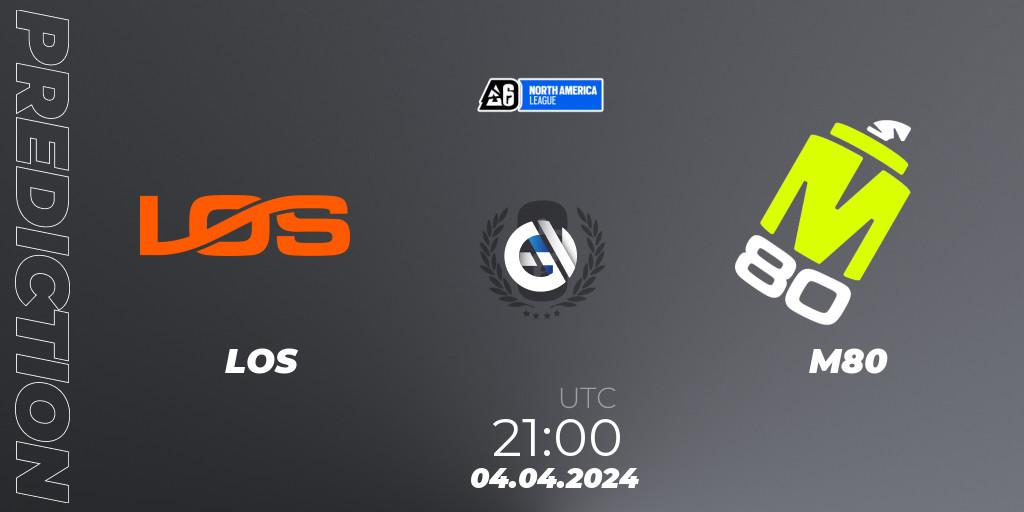 Pronóstico LOS - M80. 03.04.2024 at 21:00, Rainbow Six, North America League 2024 - Stage 1