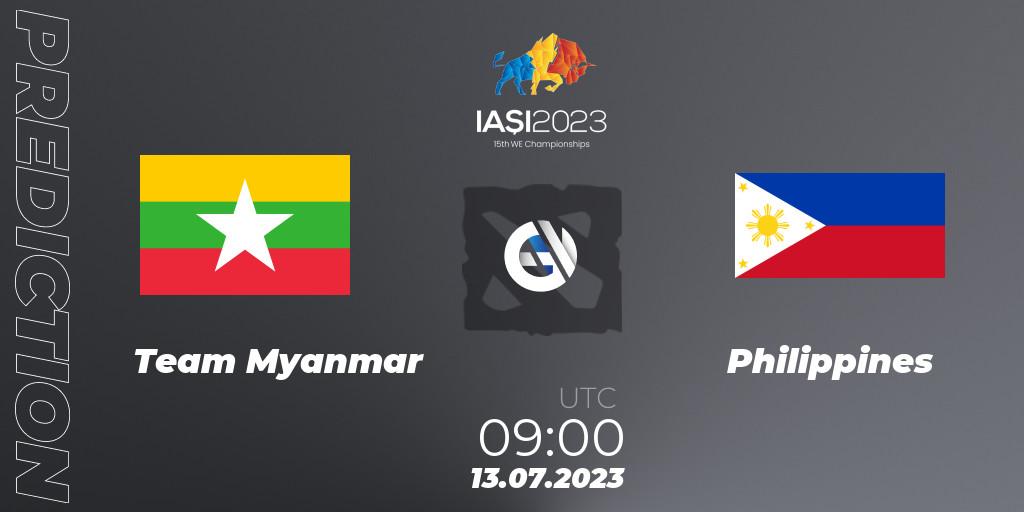 Pronóstico Team Myanmar - Philippines. 13.07.2023 at 09:01, Dota 2, Gamers8 IESF Asian Championship 2023