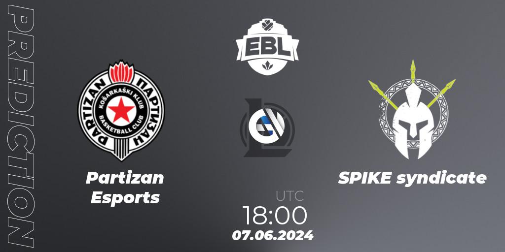 Pronóstico Partizan Esports - SPIKE syndicate. 07.06.2024 at 18:00, LoL, Esports Balkan League Season 15
