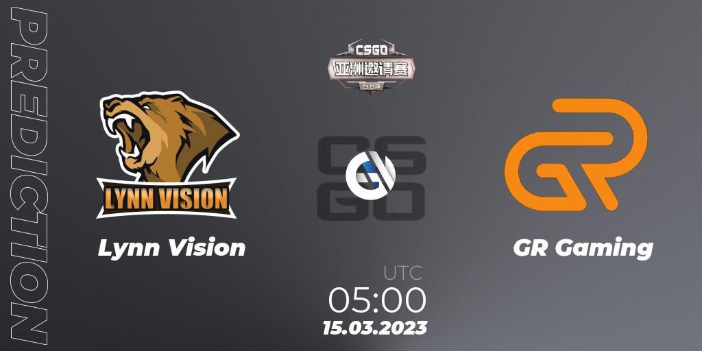 Pronóstico Lynn Vision - GR Gaming. 15.03.2023 at 05:00, Counter-Strike (CS2), Baidu Cup Invitational #2