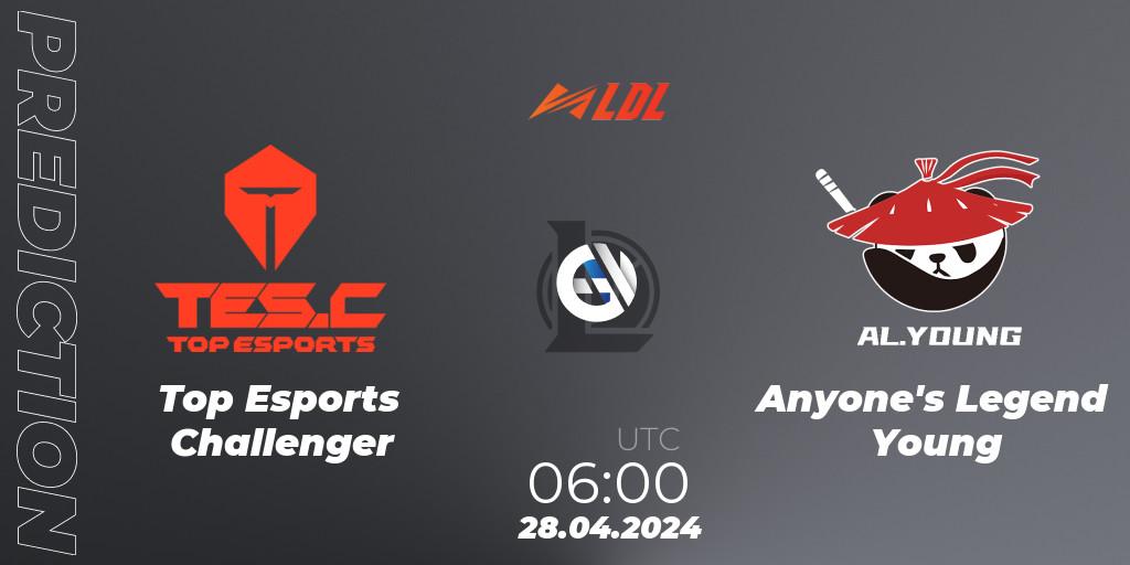 Pronóstico Top Esports Challenger - Anyone's Legend Young. 28.04.2024 at 06:00, LoL, LDL 2024 - Stage 2