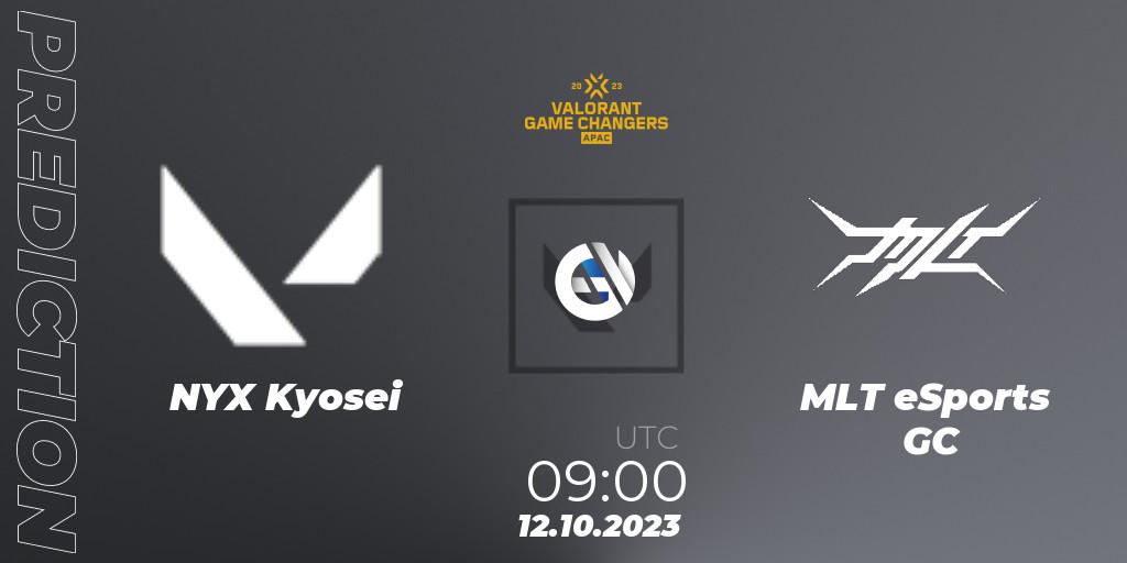 Pronóstico NYX Kyosei - MLT eSports GC. 12.10.2023 at 09:00, VALORANT, VCT 2023: Game Changers APAC Elite