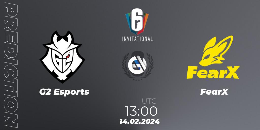 Pronóstico G2 Esports - FearX. 14.02.2024 at 13:00, Rainbow Six, Six Invitational 2024 - Group Stage
