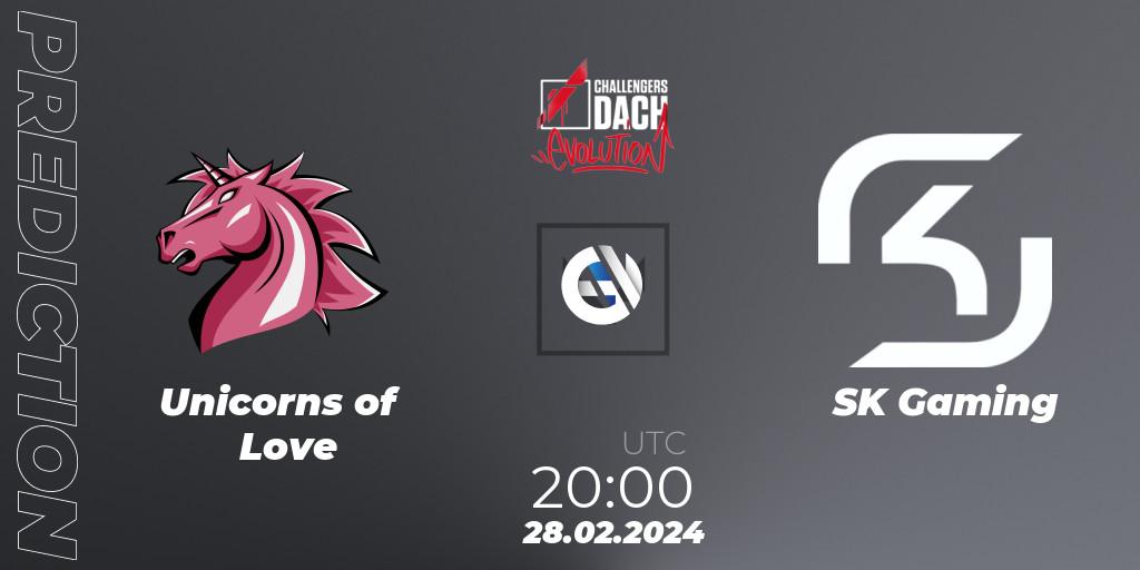 Pronóstico Unicorns of Love - SK Gaming. 28.02.24, VALORANT, VALORANT Challengers 2024 DACH: Evolution Split 1