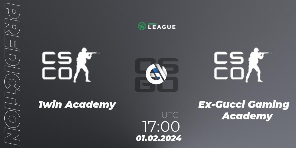 Pronóstico 1win Academy - Ex-Gucci Gaming Academy. 01.02.2024 at 17:00, Counter-Strike (CS2), ESEA Season 48: Advanced Division - Europe