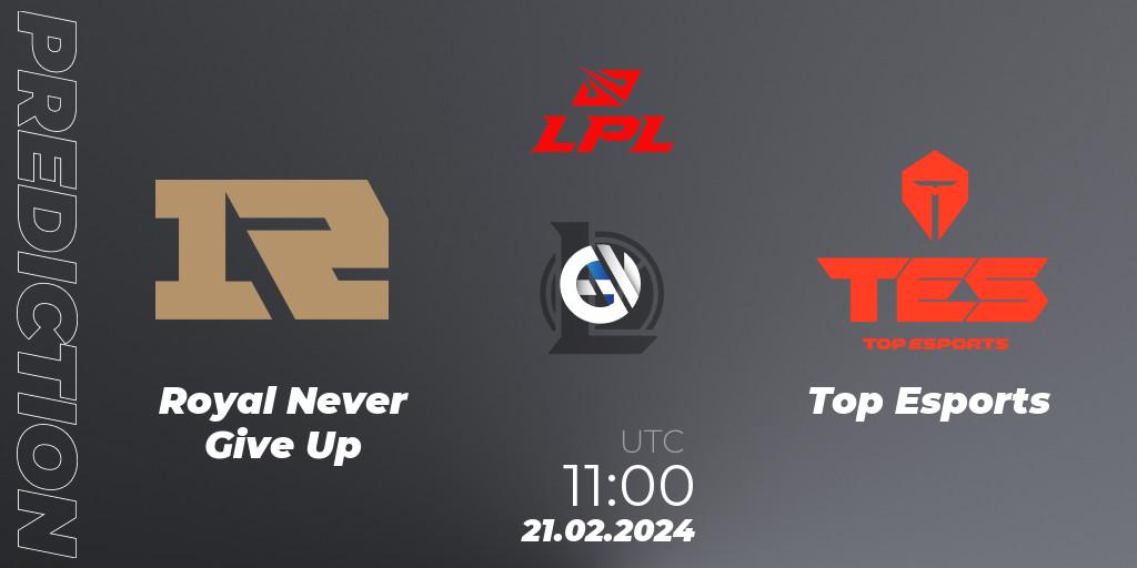 Pronóstico Royal Never Give Up - Top Esports. 21.02.24, LoL, LPL Spring 2024 - Group Stage