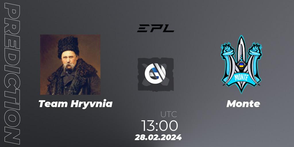 Pronóstico Team Hryvnia - Monte. 28.02.2024 at 13:03, Dota 2, European Pro League Season 17: Division 2