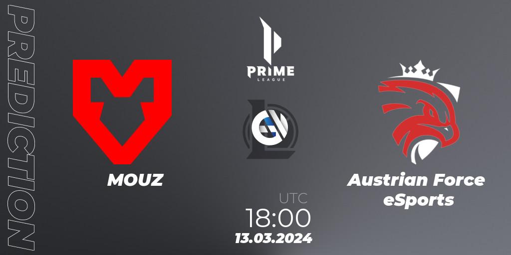 Pronóstico MOUZ - Austrian Force eSports. 13.03.24, LoL, Prime League Spring 2024 - Group Stage