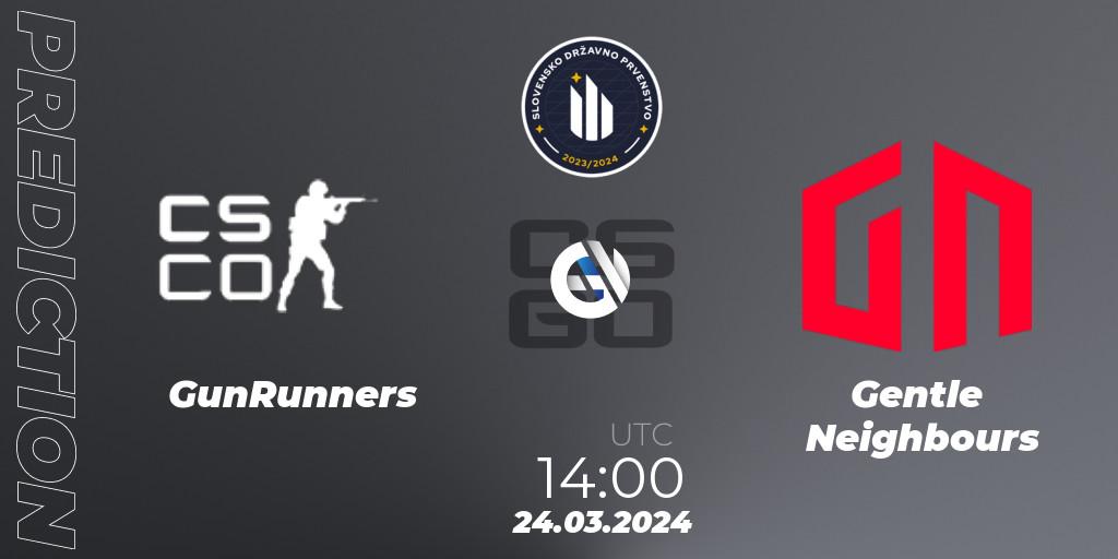 Pronóstico GunRunners - Gentle Neighbours. 05.04.2024 at 11:00, Counter-Strike (CS2), Slovenian National Championship 2024