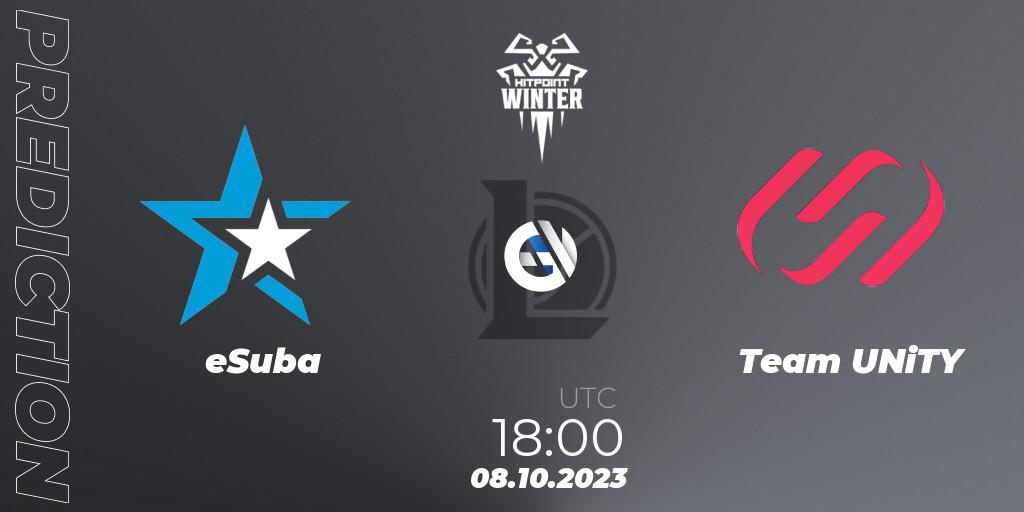 Pronóstico eSuba - Team UNiTY. 08.10.2023 at 18:00, LoL, Hitpoint Masters Winter 2023 - Playoffs