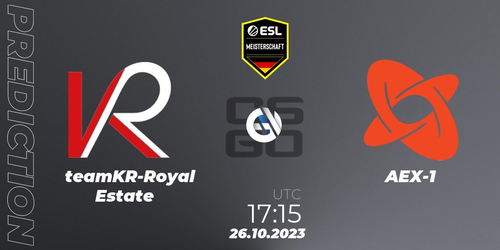Pronóstico teamKR-Royal Estate - AEX-1. 26.10.23, CS2 (CS:GO), ESL Meisterschaft: Autumn 2023