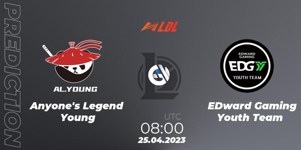 Pronóstico Anyone's Legend Young - EDward Gaming Youth Team. 25.04.2023 at 09:00, LoL, LDL 2023 - Regular Season - Stage 2