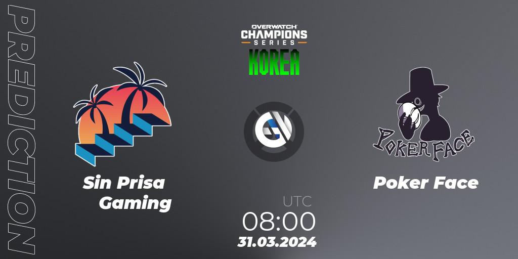 Pronóstico Sin Prisa Gaming - Poker Face. 31.03.2024 at 08:00, Overwatch, Overwatch Champions Series 2024 - Stage 1 Korea