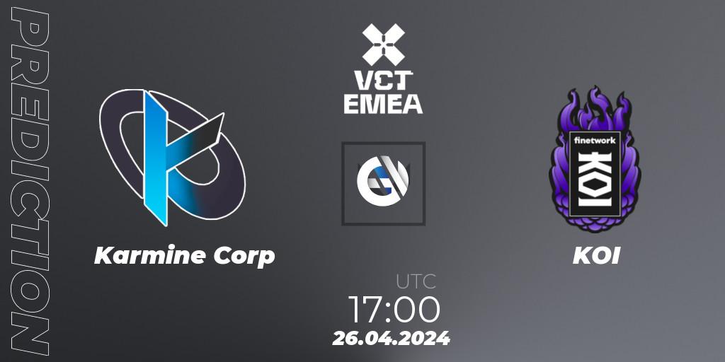 Pronóstico Karmine Corp - KOI. 26.04.24, VALORANT, VALORANT Champions Tour 2024: EMEA League - Stage 1 - Group Stage