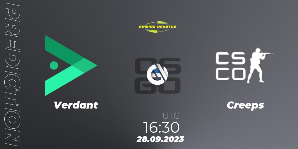 Pronóstico Verdant - Creeps. 28.09.2023 at 16:30, Counter-Strike (CS2), Gaming Devoted Become The Best