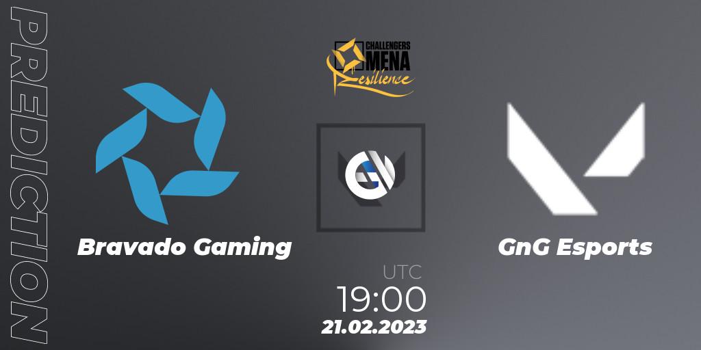 Pronóstico Bravado Gaming - GnG Esports. 21.02.2023 at 19:00, VALORANT, VALORANT Challengers 2023 MENA: Resilience Split 1 - Levant and North Africa