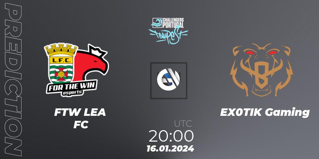 Pronóstico FTW LEÇA FC - EX0TIK Gaming. 16.01.2024 at 20:20, VALORANT, VALORANT Challengers 2024 Portugal: Tempest Split 1