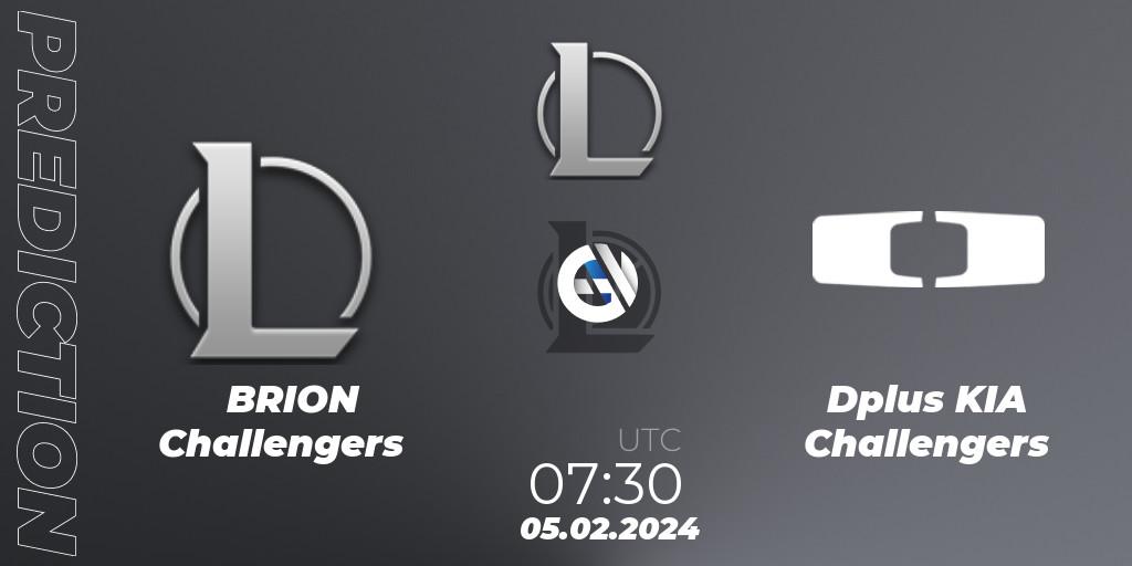 Pronóstico BRION Challengers - Dplus KIA Challengers. 05.02.2024 at 08:00, LoL, LCK Challengers League 2024 Spring - Group Stage