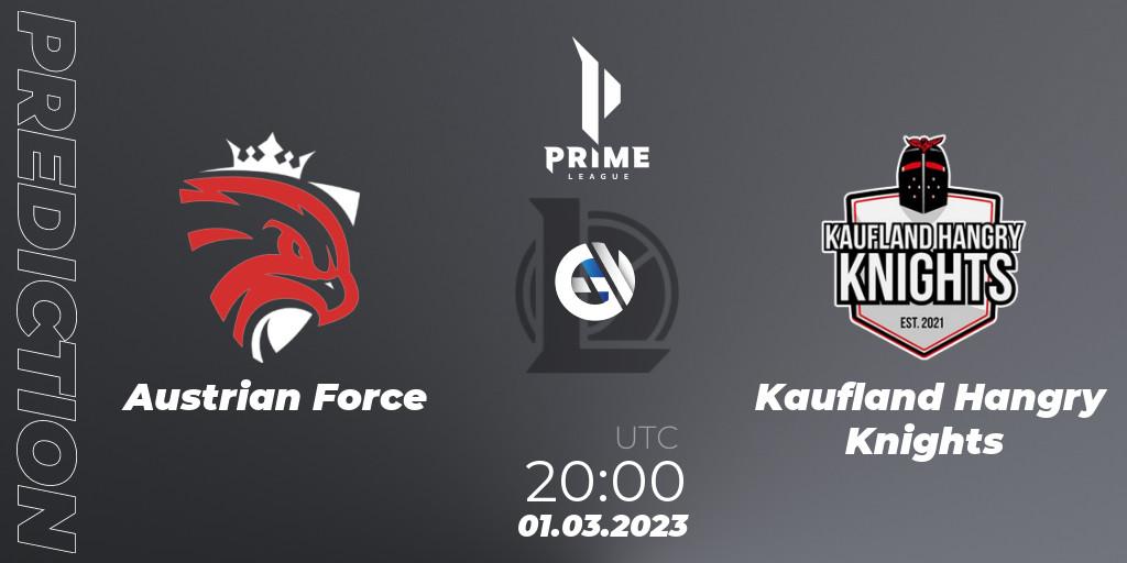 Pronóstico Austrian Force - Kaufland Hangry Knights. 01.03.2023 at 20:00, LoL, Prime League 2nd Division Spring 2023 - Group Stage