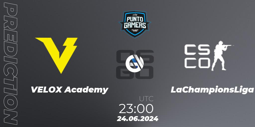 Pronóstico VELOX Academy - LaChampionsLiga. 24.06.2024 at 23:00, Counter-Strike (CS2), Punto Gamers Cup 2024
