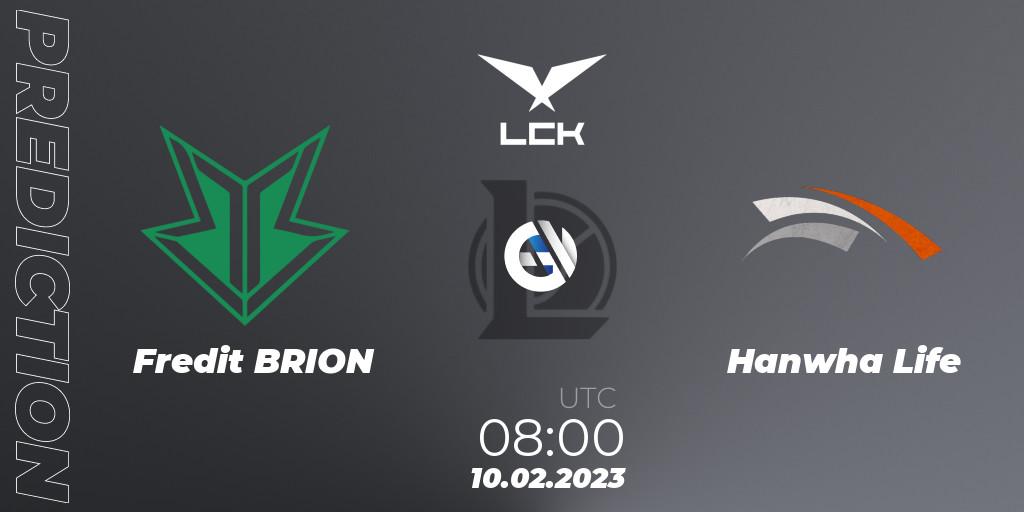 Pronóstico BRION - Hanwha Life Esports. 10.02.23, LoL, LCK Spring 2023 - Group Stage