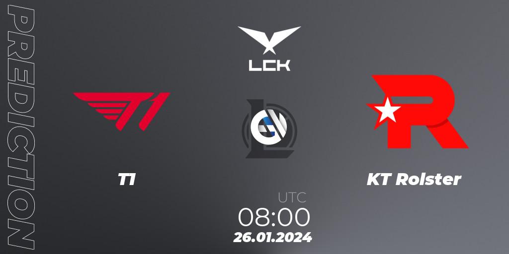 Pronóstico T1 - KT Rolster. 26.01.24, LoL, LCK Spring 2024 - Group Stage