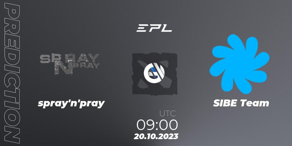 Pronóstico spray'n'pray - SIBE Team. 20.10.2023 at 09:00, Dota 2, European Pro League Season 13