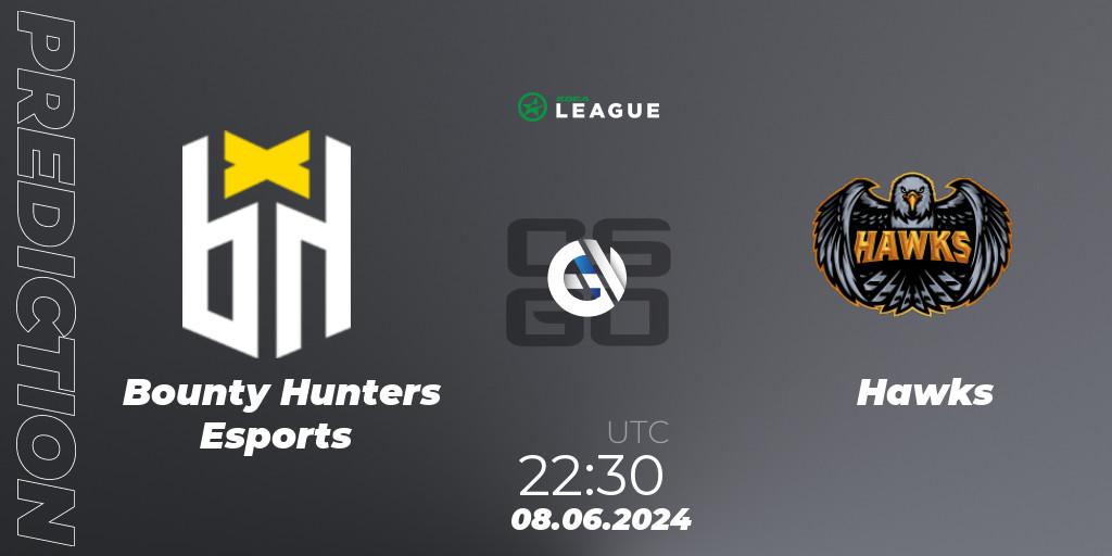 Pronóstico Bounty Hunters Esports - Hawks. 09.06.2024 at 15:45, Counter-Strike (CS2), ESEA Season 49: Open Division - South America
