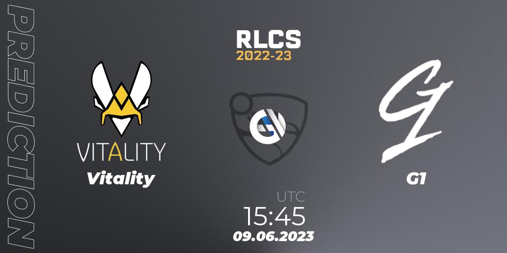 Pronóstico Vitality - G1. 09.06.2023 at 15:45, Rocket League, RLCS 2022-23 - Spring: Europe Regional 3 - Spring Invitational